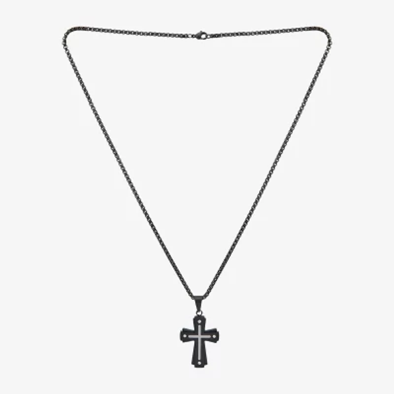 Mens Stainless Steel Cross 2-pc. Jewelry Set