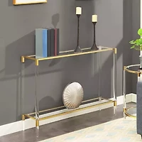 Royal Crest Glass Top Metal Console Table