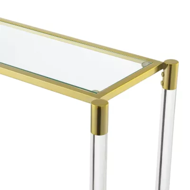 Royal Crest Glass Top Metal Console Table