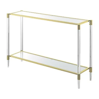 Royal Crest Glass Top Metal Console Table