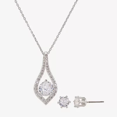 Sparkle Allure Womens Cubic Zirconia Pure Silver Over Brass Round 2-pc. Jewelry Set