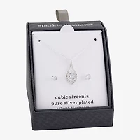 Sparkle Allure Womens Cubic Zirconia Pure Silver Over Brass Round 2-pc. Jewelry Set
