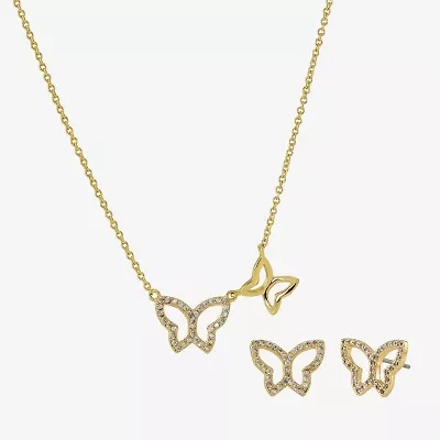 Sparkle Allure Pave Womens Cubic Zirconia 14K Gold Over Brass Butterfly 2-pc. Jewelry Set