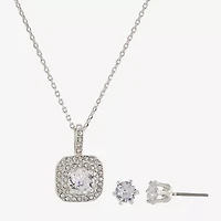 Sparkle Allure Womens Cubic Zirconia Pure Silver Over Brass 2-pc. Jewelry Set