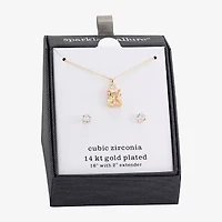 Sparkle Allure Womens Champagne Cubic Zirconia 14K Gold Over Brass Rectangular 2-pc. Jewelry Set