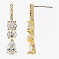 Sparkle Allure Womens Cubic Zirconia 14K Gold Over Brass Drop Earrings
