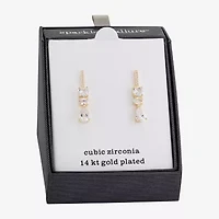 Sparkle Allure Womens Cubic Zirconia 14K Gold Over Brass Drop Earrings