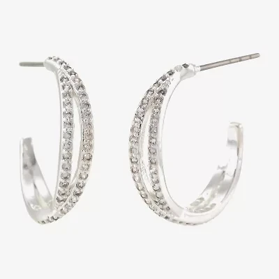 Sparkle Allure Womens Cubic Zirconia 18.6mm Round Hoop Earrings