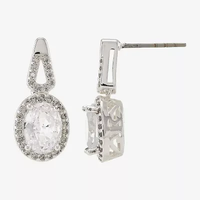 Sparkle Allure Womens Cubic Zirconia Pure Silver Over Brass Oval Drop Earrings