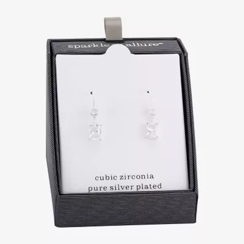Sparkle Allure Womens Cubic Zirconia Pure Silver Over Brass Drop Earrings