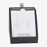 Sparkle Allure Womens Cubic Zirconia Pure Silver Over Brass Drop Earrings