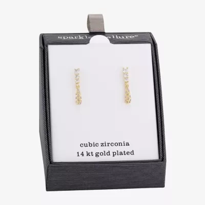 Sparkle Allure Womens Cubic Zirconia 14K Gold Over Brass Drop Earrings