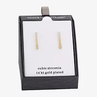 Sparkle Allure Womens Cubic Zirconia 14K Gold Over Brass Drop Earrings