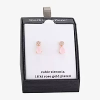 Sparkle Allure Womens Pink Cubic Zirconia 18K Rose Gold Over Brass Flower Drop Earrings