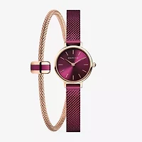 Bering Womens Purple Stainless Steel 2-pc. Watch Boxed Set 11022-969gh1