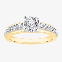 Unisex Adult 1/ CT. T.W. Natural White Diamond 10K Two Tone Gold Side Stone Halo Bridal Set
