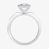 Unisex Adult 3/8 CT. T.W. Natural White Diamond 10K Gold Halo Side Stone Ring Set