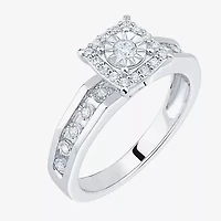 Unisex Adult 3/8 CT. T.W. Natural White Diamond 10K Gold Halo Side Stone Ring Set