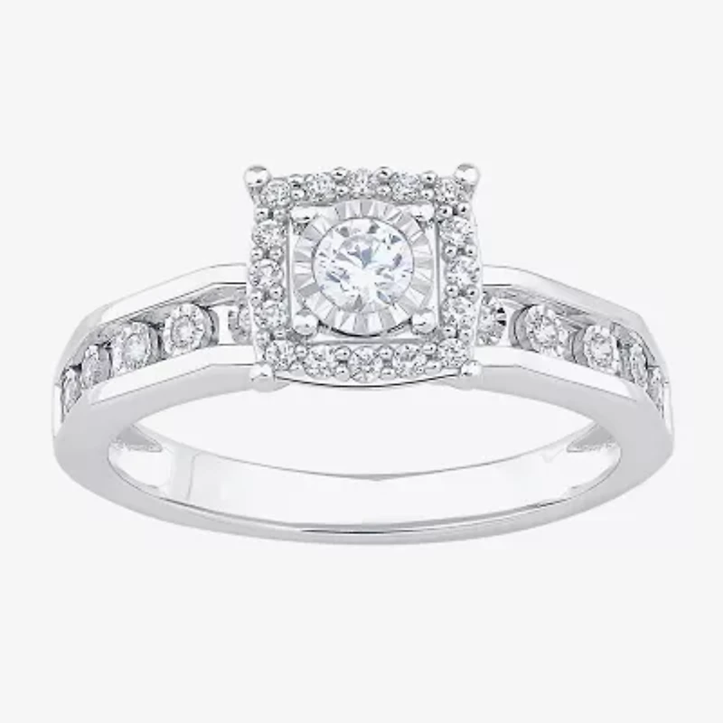 Unisex Adult 3/8 CT. T.W. Natural White Diamond 10K Gold Halo Side Stone Ring Set