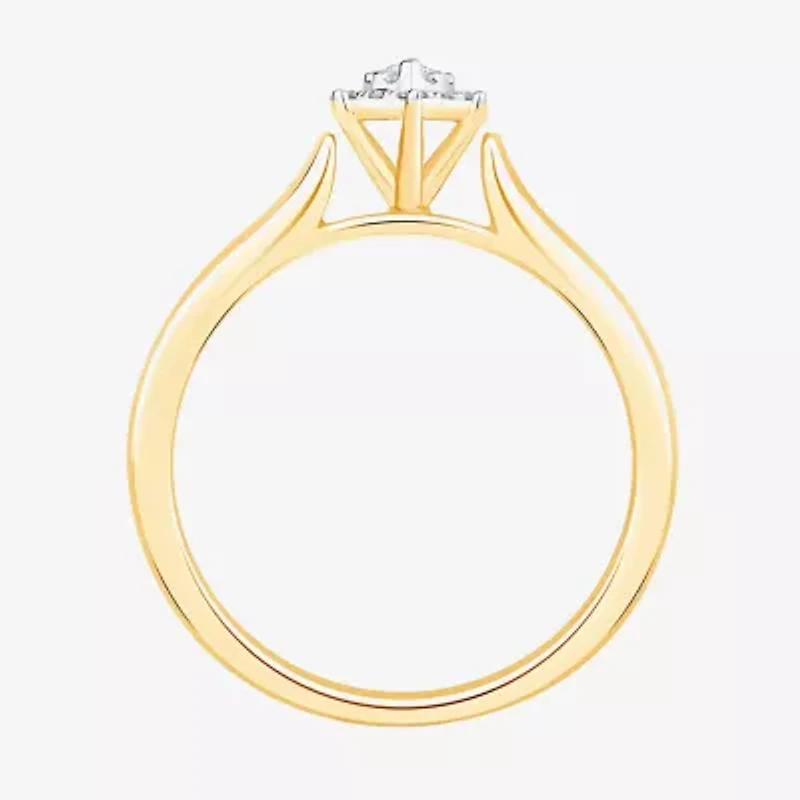 Unisex Adult 3/8 CT. T.W. Natural White Diamond 10K Gold Marquise Side Stone Halo Bridal Set