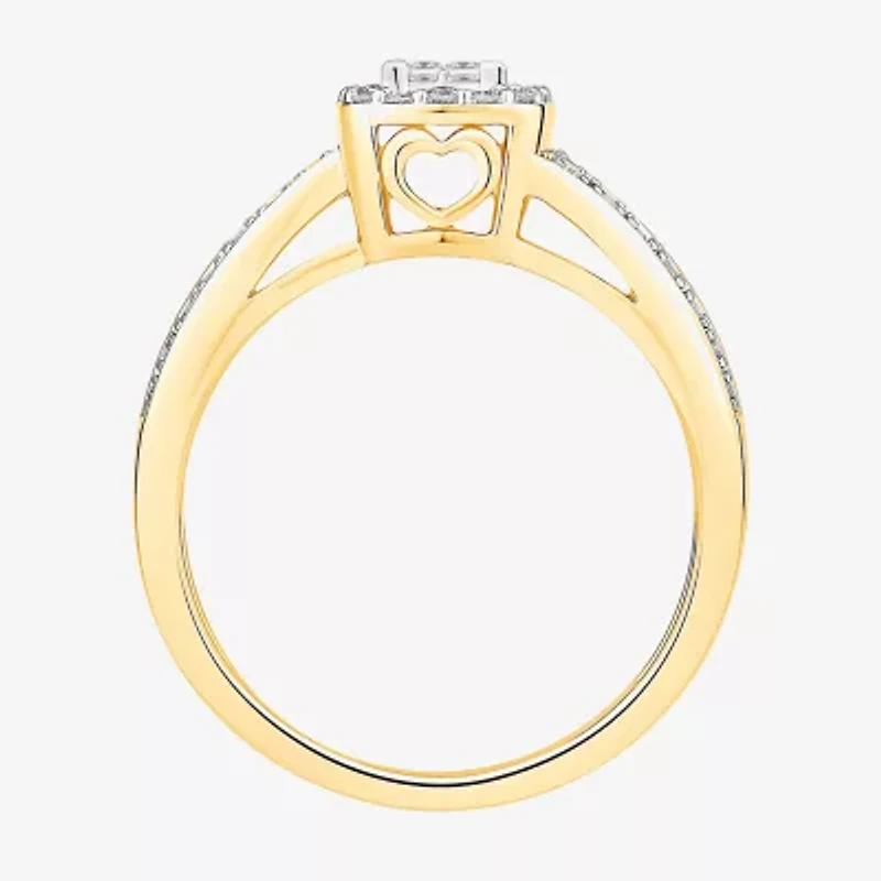 Unisex Adult 1/2 CT. T.W. Natural White Diamond 10K Two Tone Gold Side Stone Halo Bridal Set