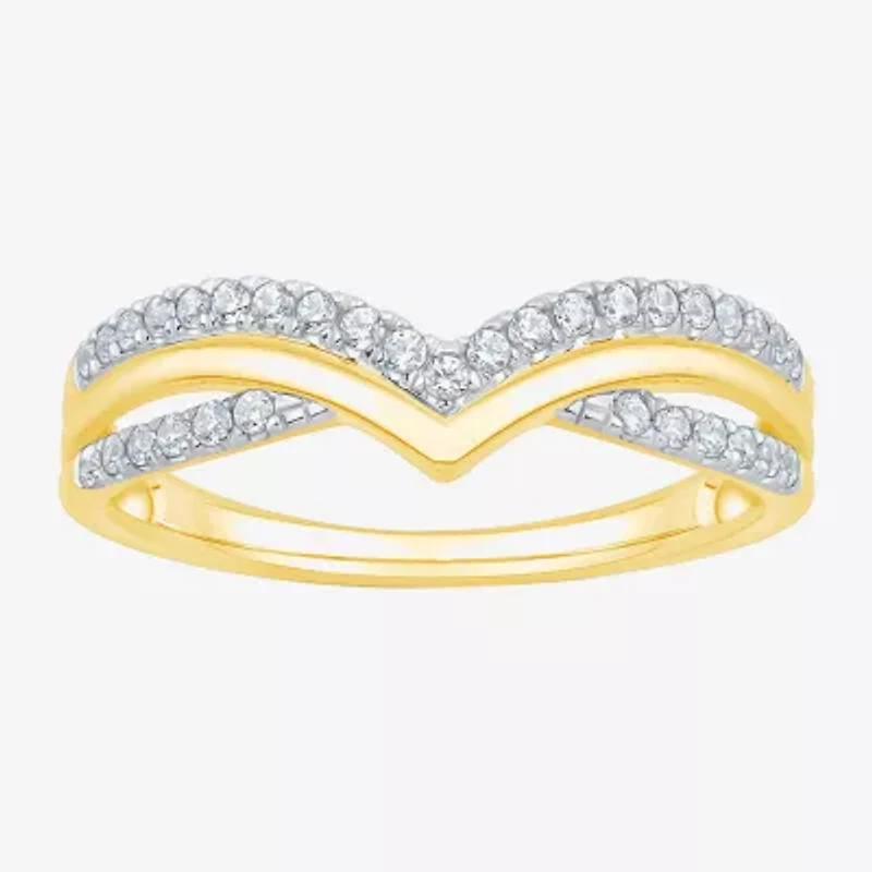 Womens 1/4 CT. T.W. Natural White Diamond 10K Gold Chevron Wedding Band