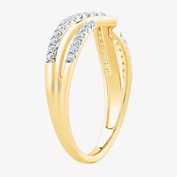 Womens 1/4 CT. T.W. Natural White Diamond 10K Gold Chevron Wedding Band