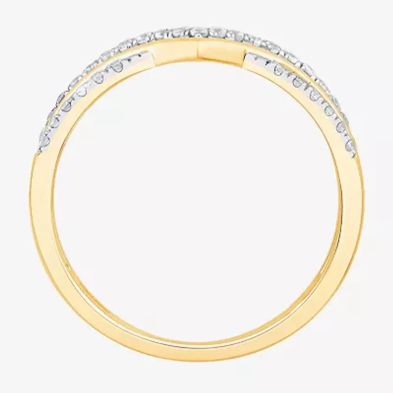 Womens 1/4 CT. T.W. Natural White Diamond 10K Gold Chevron Wedding Band