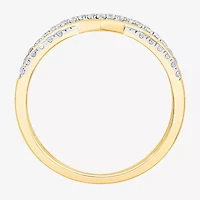 Womens 1/4 CT. T.W. Natural White Diamond 10K Gold Chevron Wedding Band