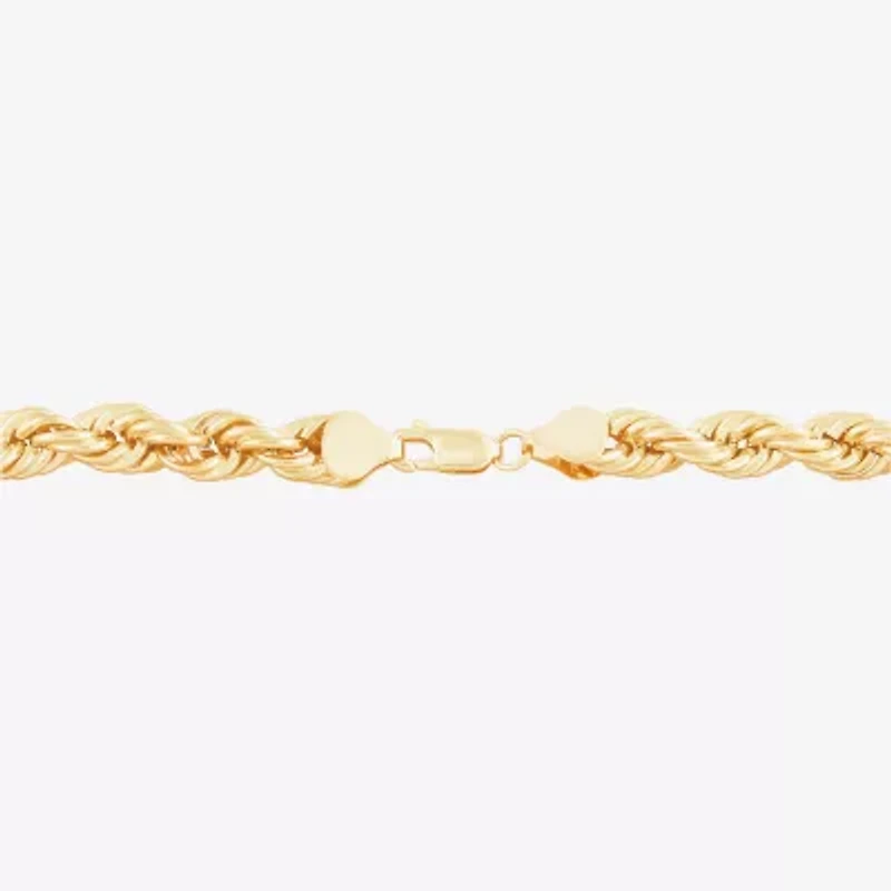 Made in Italy Unisex Adult 10K Gold 9 Inch Hollow Rope Chain Bracelet