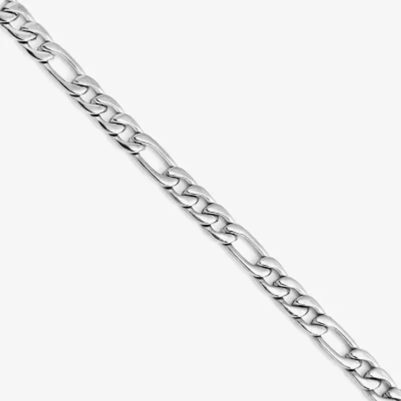 Mens Stainless Steel Inch Solid Figaro Chain Bracelet