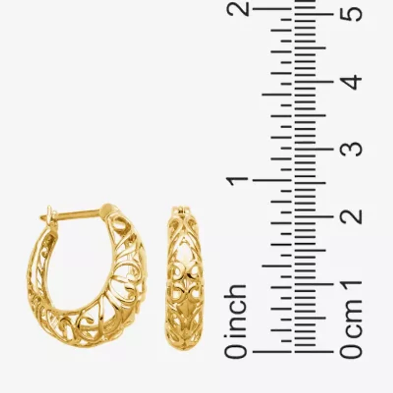 Womens 18K Gold Over Silver 20.8mm Hoop Earrings