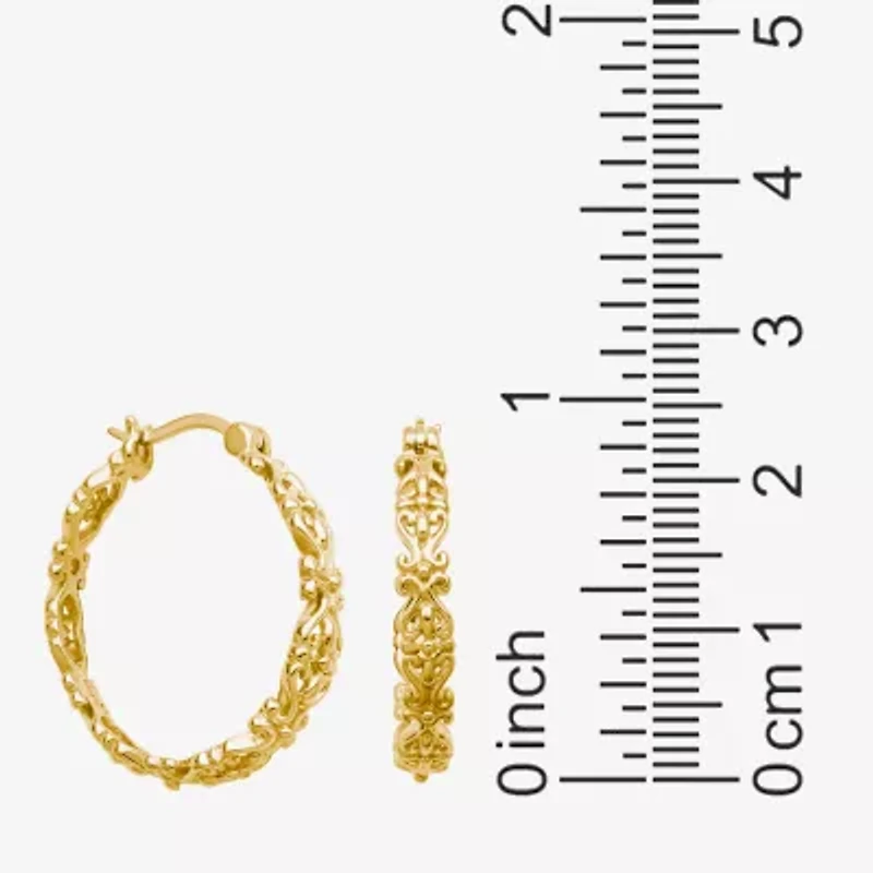 Womens 18K Gold Over Silver 27.4mm Hoop Earrings