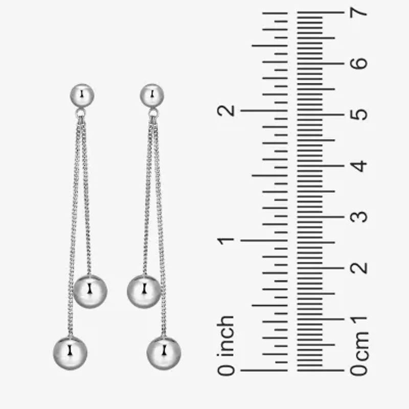 Bead Dangle Womens Sterling Silver Drop Earrings