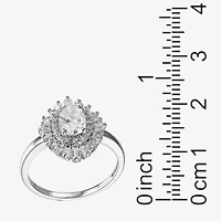 DiamonArt® Womens White Cubic Zirconia Sterling Silver Cocktail Ring