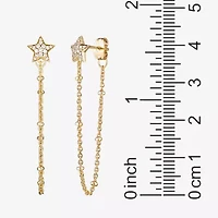 Womens 1/5 CT. Cubic Zirconia 18K Gold Over Silver Star Drop Earrings