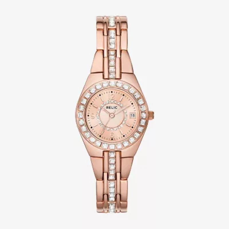 Relic By Fossil Womens Rose Goldtone Bracelet Watch Zr12163