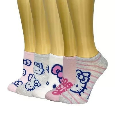 Womens Multi-Pack 5 Pair Hello Kitty Low Cut Socks