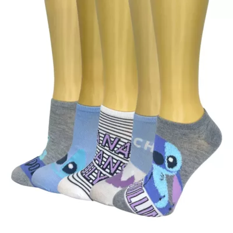 Womens Multi-Pack 5 Pair Lilo & Stitch Low Cut Socks