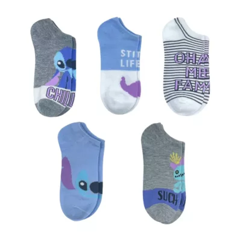 Womens Multi-Pack 5 Pair Lilo & Stitch Low Cut Socks
