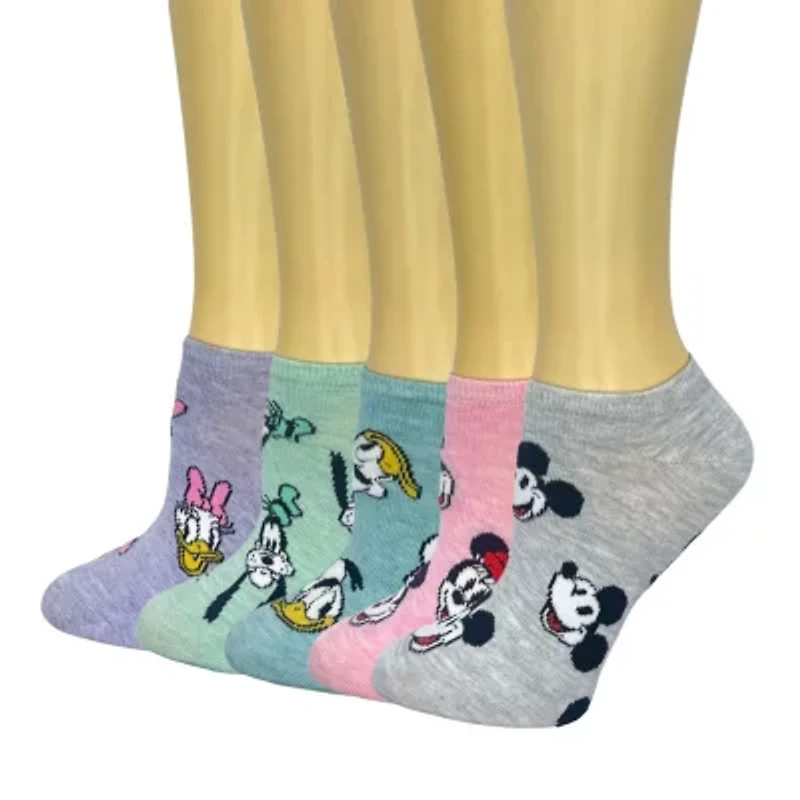 Womens Multi-Pack 5 Pair Mickey Mouse Low Cut Socks