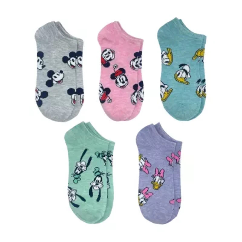 Womens Multi-Pack 5 Pair Mickey Mouse Low Cut Socks