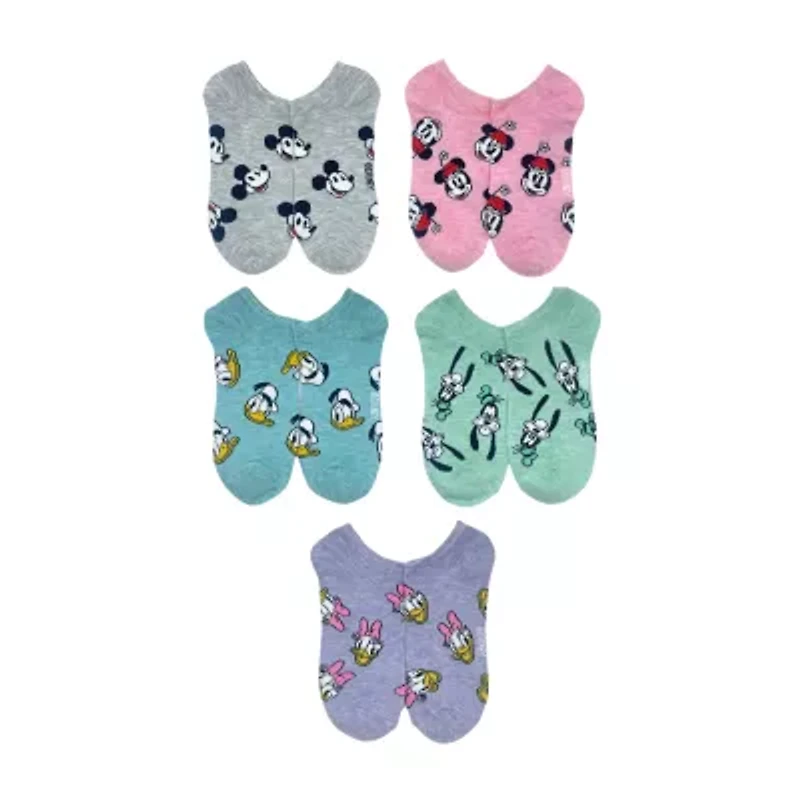 Womens Multi-Pack 5 Pair Mickey Mouse Low Cut Socks