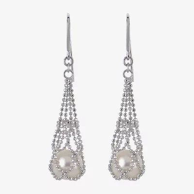 Cultured Freshwater Pearl Chain Drop Earrings