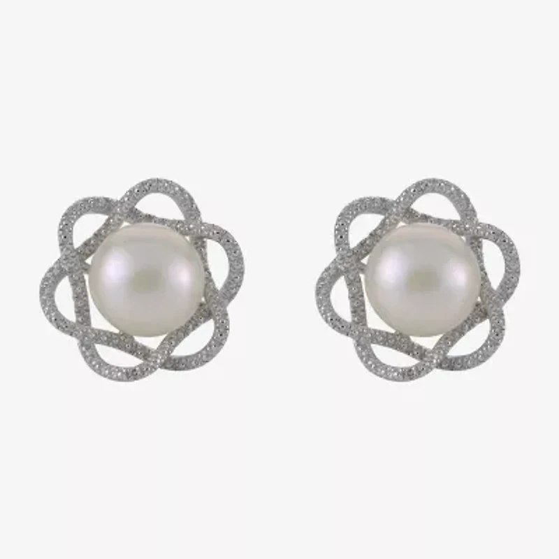 Cultured Freshwater Pearl & Diamond-Accent Earrings