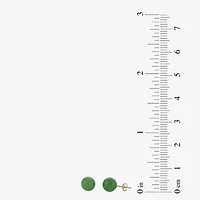 Genuine Jade 14K Yellow Gold Stud Earrings