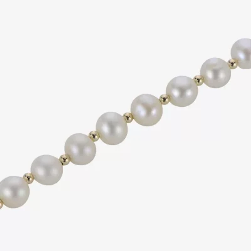 7-7.5Mm Cultured Freshwater Pearl Sterling Silver Bracelet