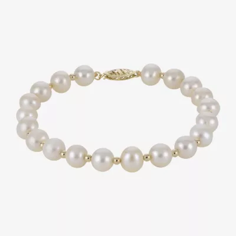 7-7.5Mm Cultured Freshwater Pearl Sterling Silver Bracelet