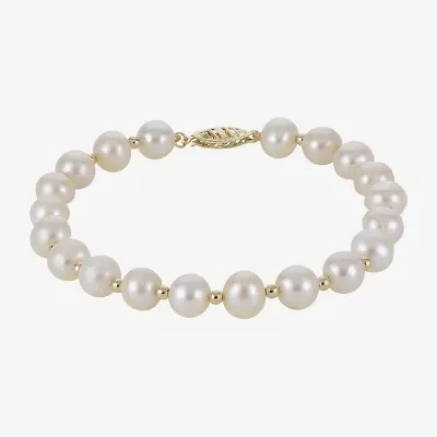 7-7.5Mm Cultured Freshwater Pearl Sterling Silver Bracelet