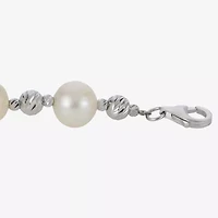 Cultured Freshwater Pearl & Brilliance Bead Sterling Silver Bracelet
